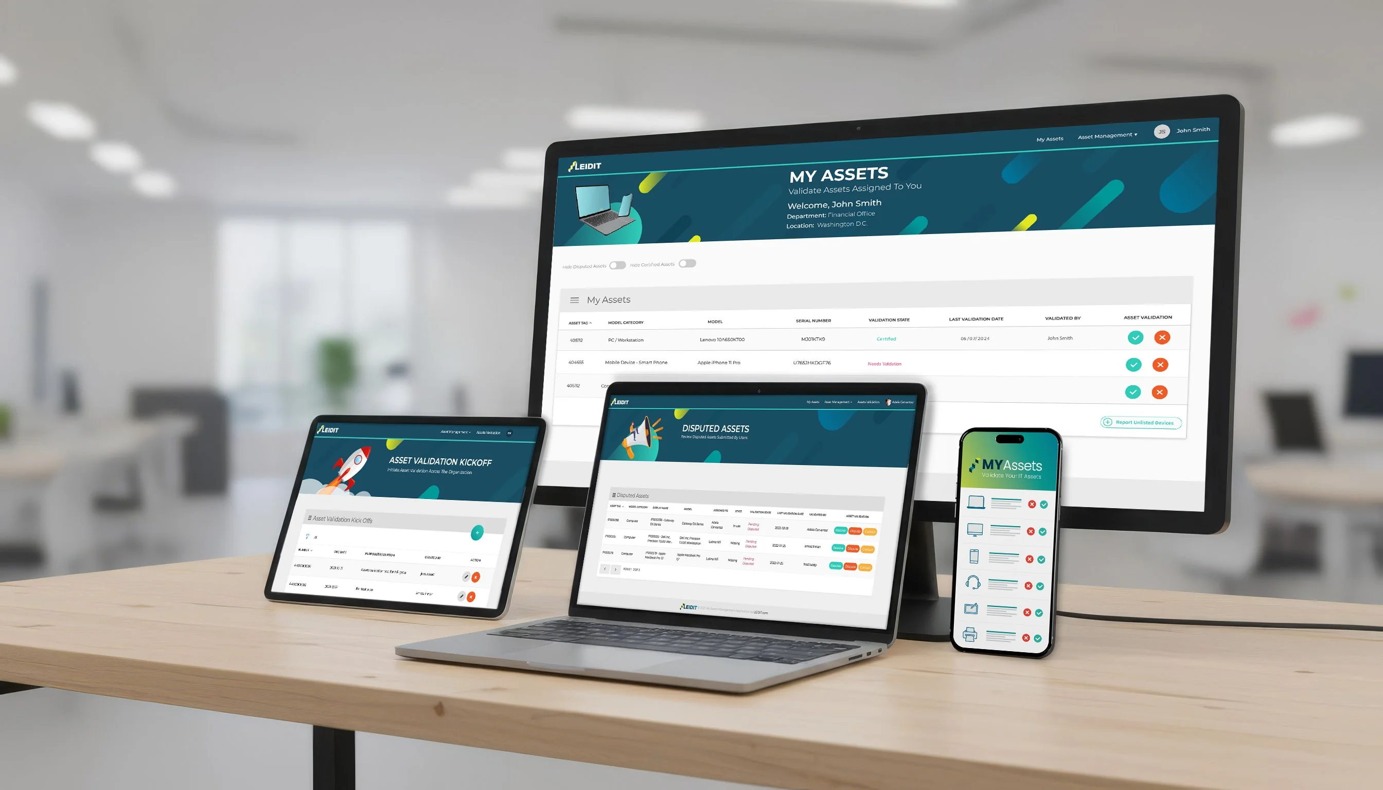 MyAssets employee dashboard on multiple devices