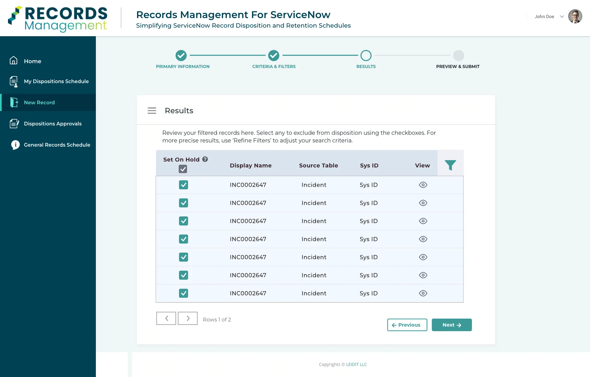 Records Management — Step 3: Select records for disposition
